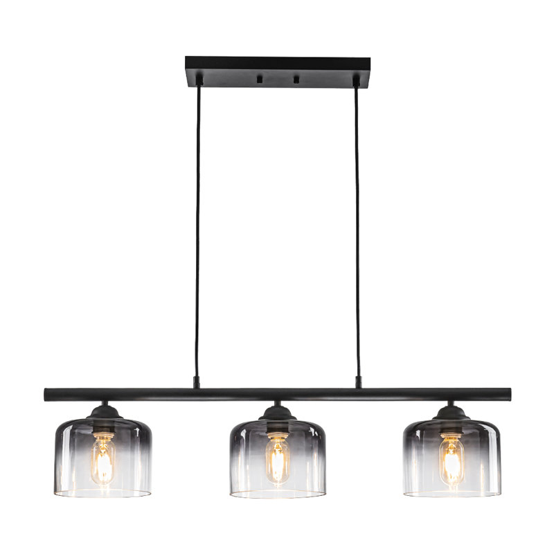3 - Light Gradient Smoky Bell Shade Kitchen Island Linear Pendant