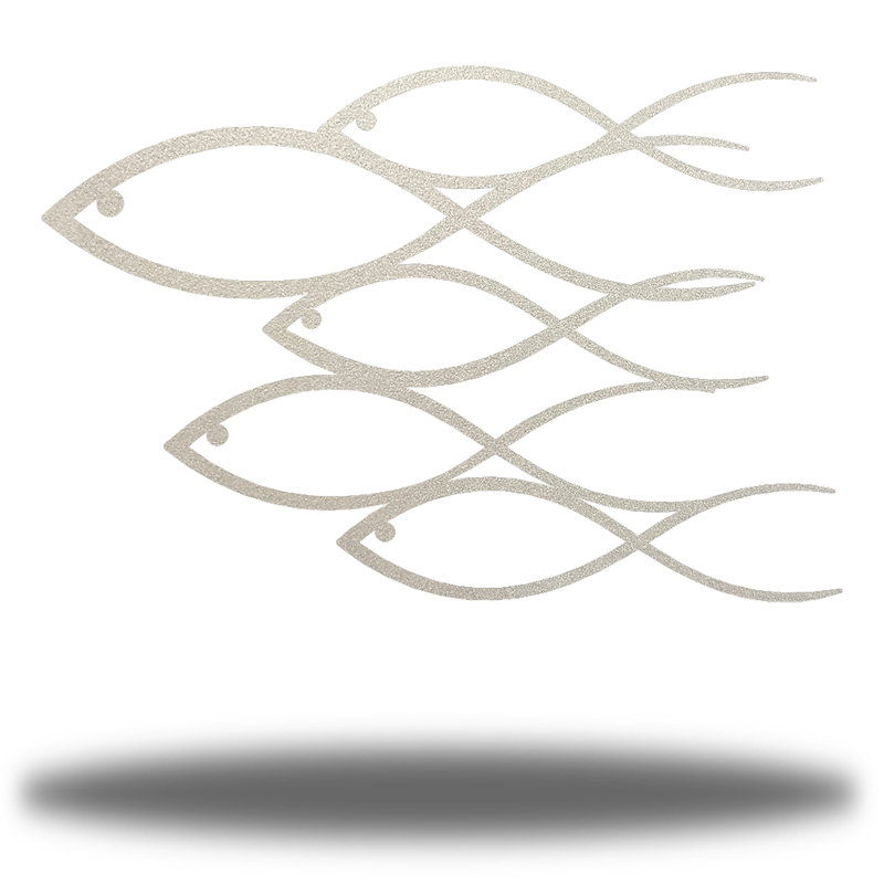 Décoration murale poisson abstrait, Argent, H 24 po x l 24 po x P 0,01 po