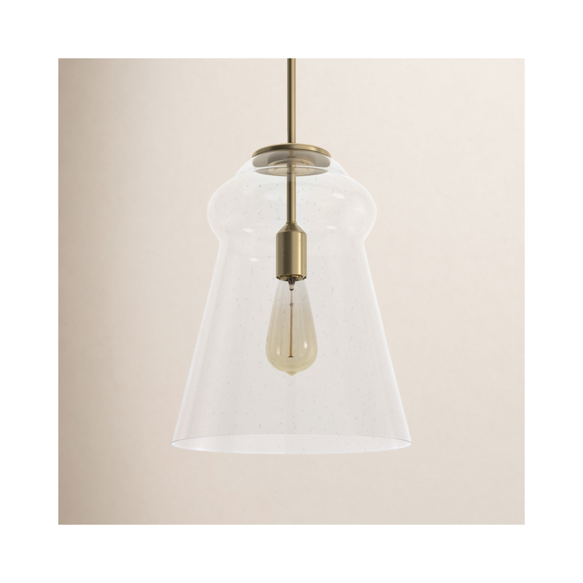 Single Light Glass Steel Dimmable Pendant, Satin Brass