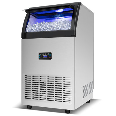 130 Lbs/Day Freestanding Built-In Ice Maker, 44 Lb Storage, 24-Piece Gourmet Ice Tray, Spray Ice Making