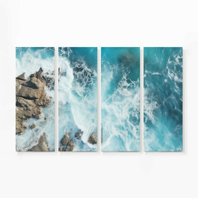 Danse saphir au bord de la mer | Impression sur toile 4 panneaux