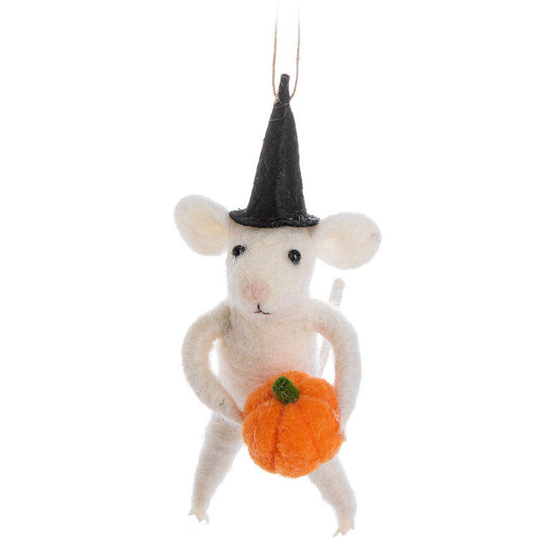 Ornement suspendu souris avec citrouille