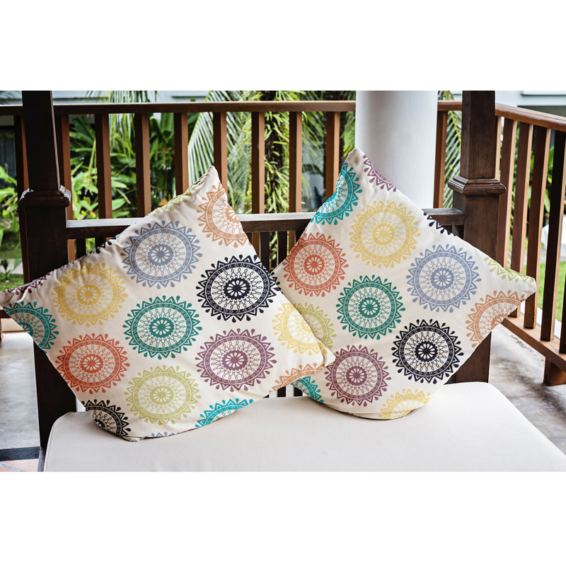 Housse de coussin d'extérieur carré Happy Hippy, H 18 po x l 18 po, sarcelle