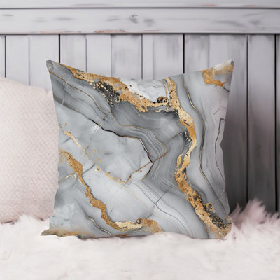 Abstract Gray & Gold Geode Marble Crystal I Modern