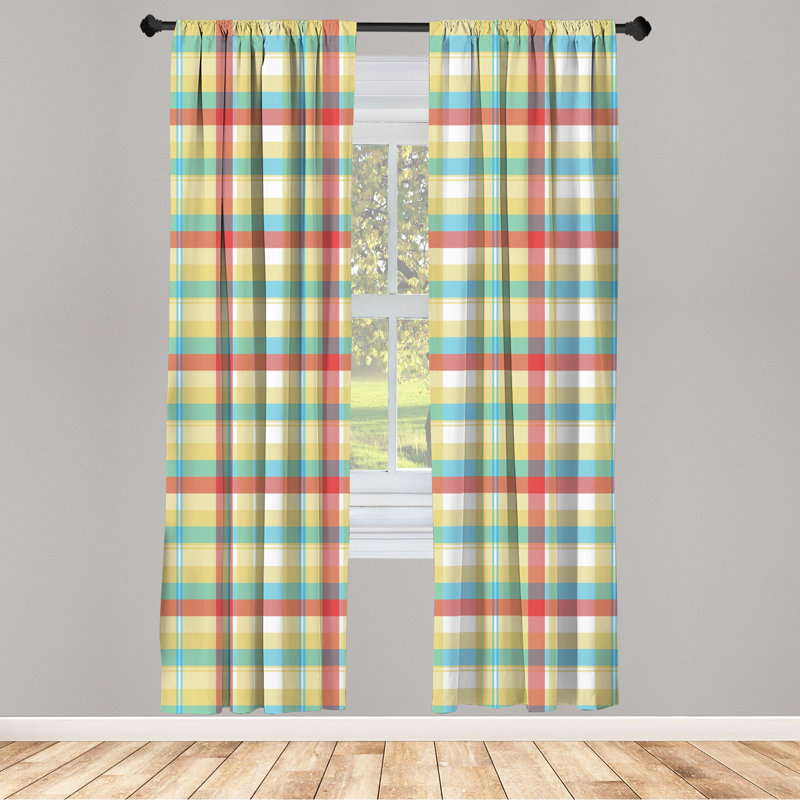 Plaid Semi-Sheer Rod Pocket Curtain Panels, 28" x 84"