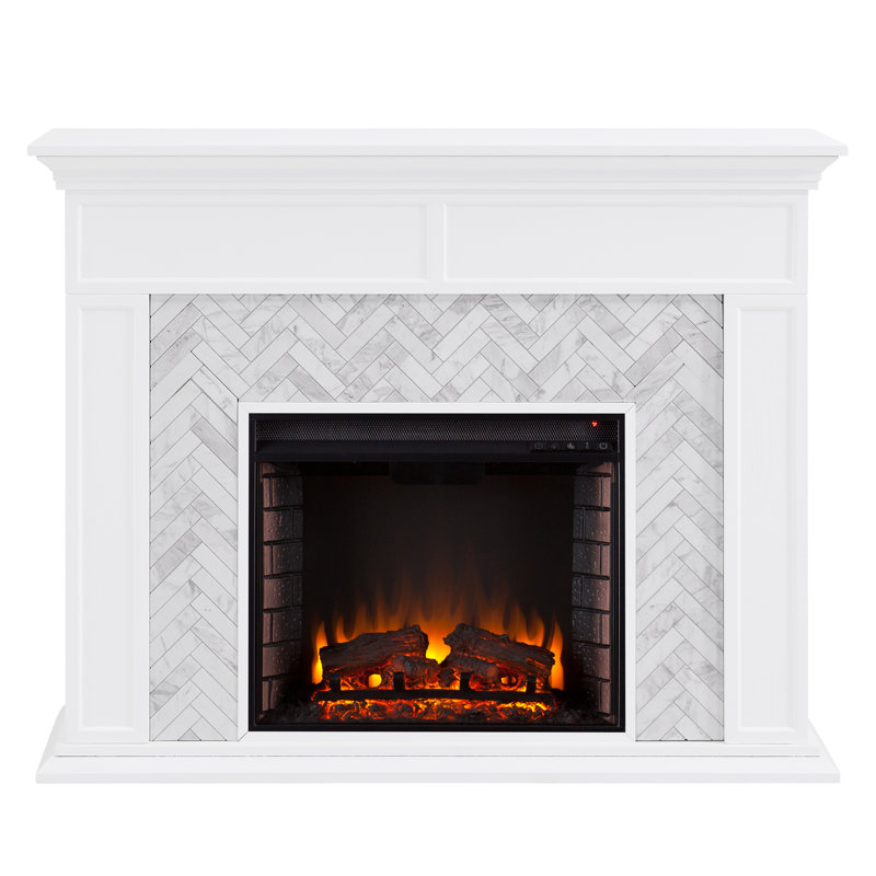 Foyer électrique en marbre Hilmar, H 20 po x l 23,75 po x P 8,25 po