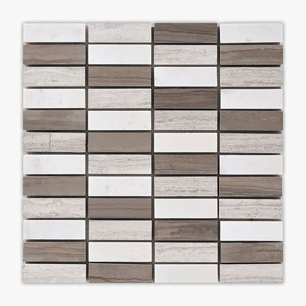 Athens Grey Light, Athens Grey, Dolomite Honed 1x3 Bar Limestone; Marble Mosaic