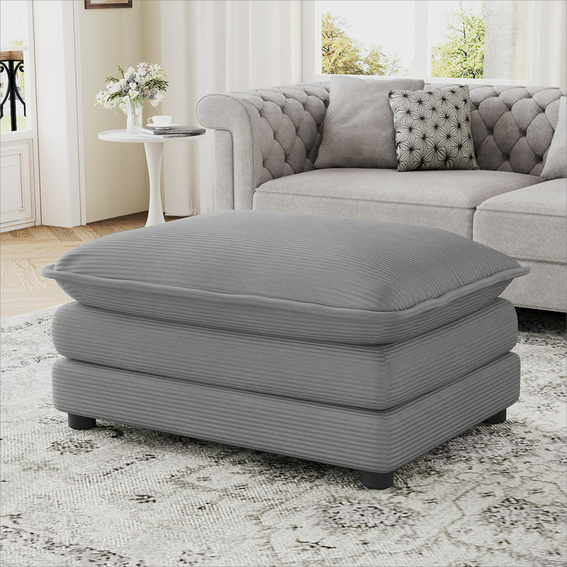 Repose-pieds 35,4 po à deux couches pour le salon, la chambre à coucher, gris foncé, Gris foncé