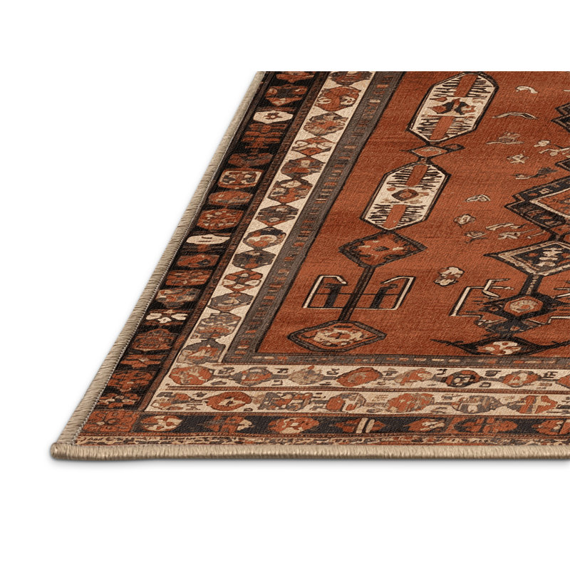 Tapis brun turc lavable à la machine, Rectangulaire 2 pi x 3 pi