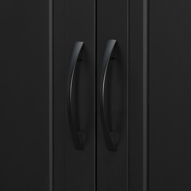 Armoire de rangement multifonctionnelle noire, tablettes en MDF réglables, utilisation intérieure moderne