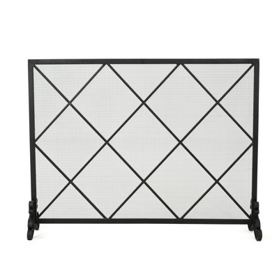 Pare-étincelles simple en fer, aspect diamant moderne, l 42,29 po x P 9,06 po, H 31,26 po, panneau en fer noir, diamant minimaliste, l 41,5 po x P 8,9 po, H 32,1 po