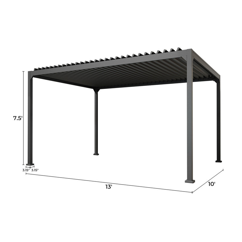 10×13ft Aluminum Outdoor Louvered Pergola, 10' x 13'