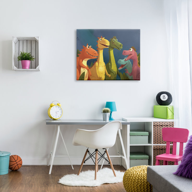 Latitude Run® Happy Dinosaur Friends Canvas Wall Art Design By Wumples, L 40 po x H 30 po