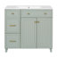 Meuble-lavabo de 91 cm (36 po) avec lavabo en céramique, tiroirs standard et doubles, portes à fermeture amortie, étagères réglables, meuble de rangement moderne pour petites et moyennes salles de bain (anciennement SKU : N729P289163F)