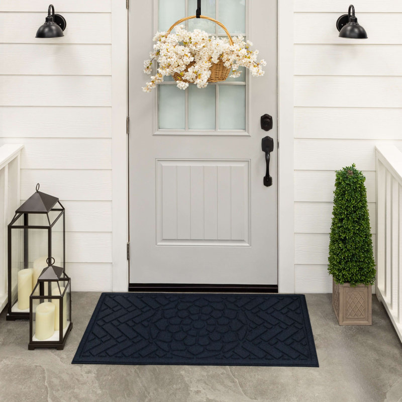 Kesha 48" L Rectangular Recycled Rubber Door Mat , Blue