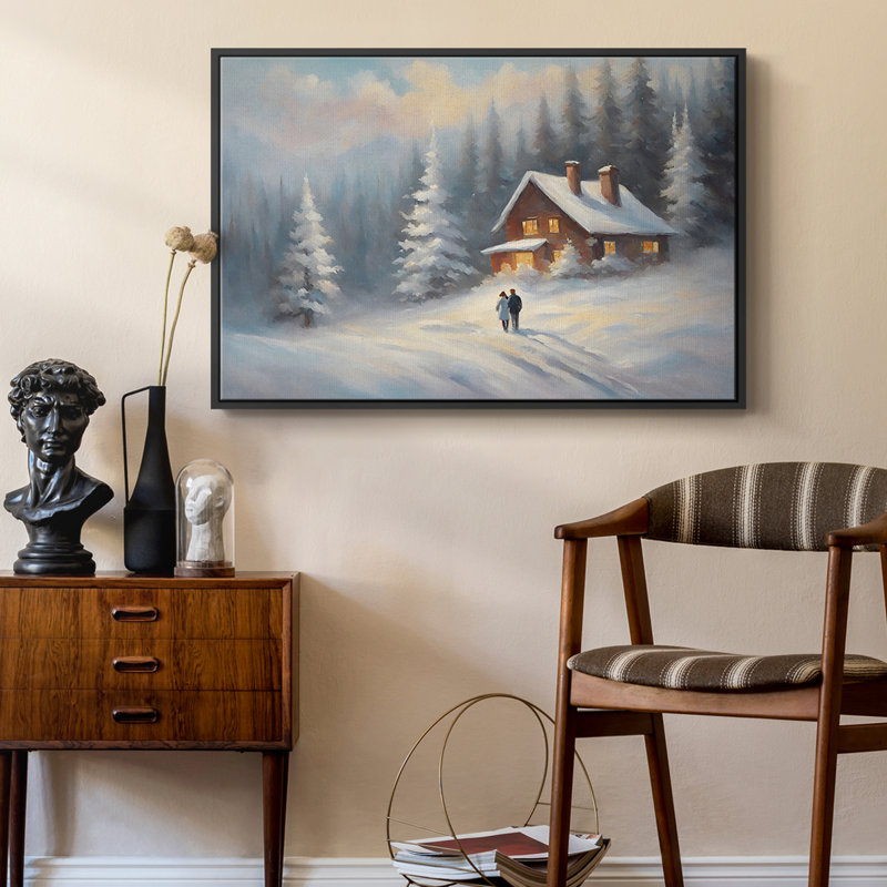 Paysage rétro CLCLXXIV, Toile avec cadre flottant noir, H 27 po x l 41 po x P 2 po