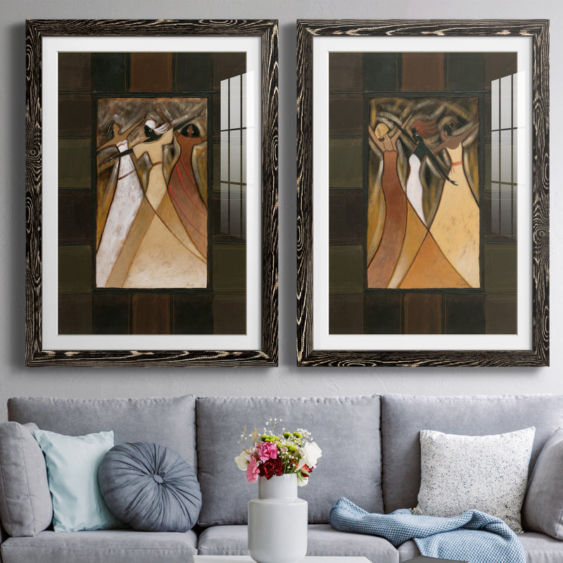 Divine Grace I - ensemble de 2 peintures encadrées, Cadre noir, H 31,5 po x l 47 po x P 1,5 po