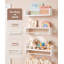 Ensemble de 3 tablettes flottantes blanches de 40 cm (15,8 po) pour chambre d'enfant, étagère murale en pin massif avec traverses avant en moulures de bois-524540981-524540987
