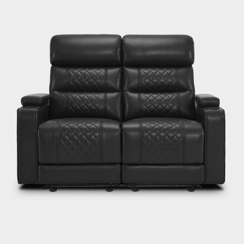 Power Recliner Loveseat Sofa With Adjustable Headrest, Home Theater Seating, Black