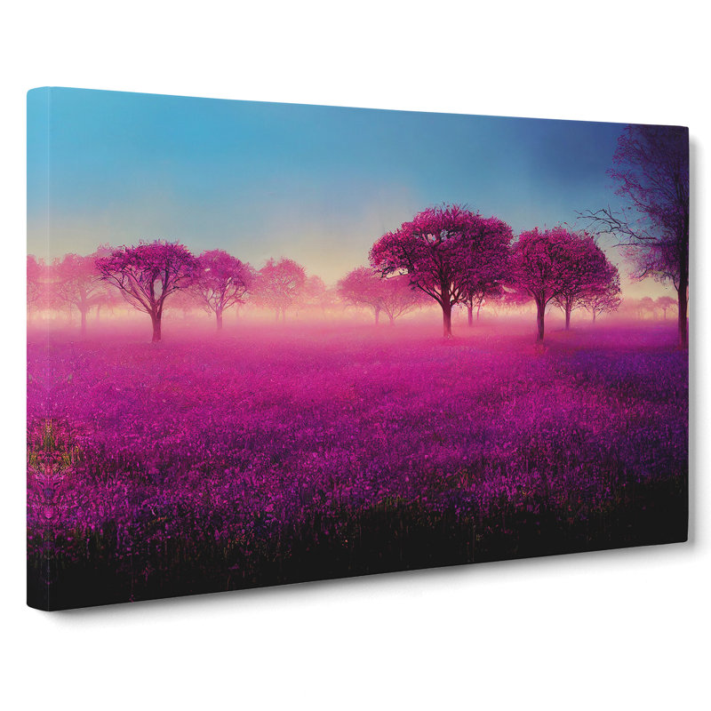 Creative Bluebell Field Sunrise - Wrapped Canvas, 40cm H x 60cm W x 3cm D
