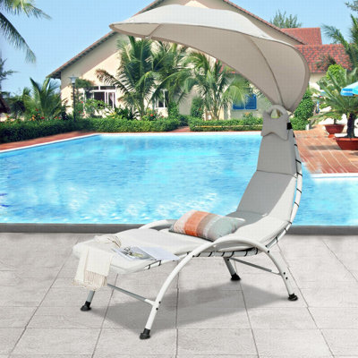 Chevonne Outdoor Metal Chaise Lounge , Cushion Included
