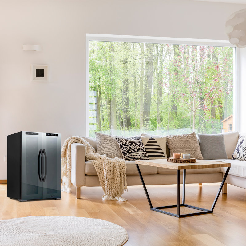 Luma Comfort Shadow Series Black Glass Dual Zone Wine and Beverage Cooler