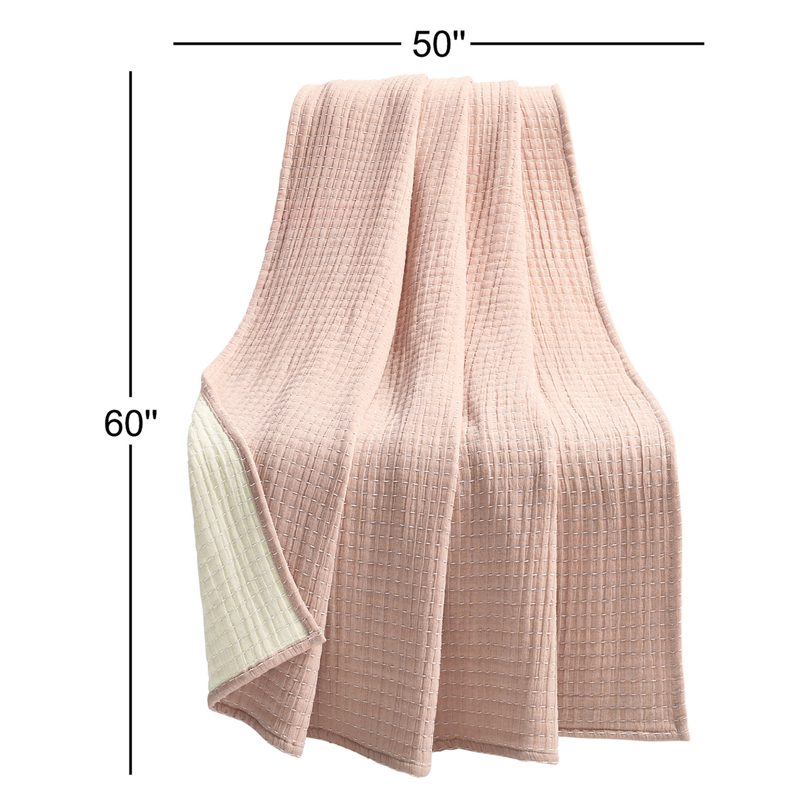 Windcrest Cotton Throw Blanket, Blush/Off White