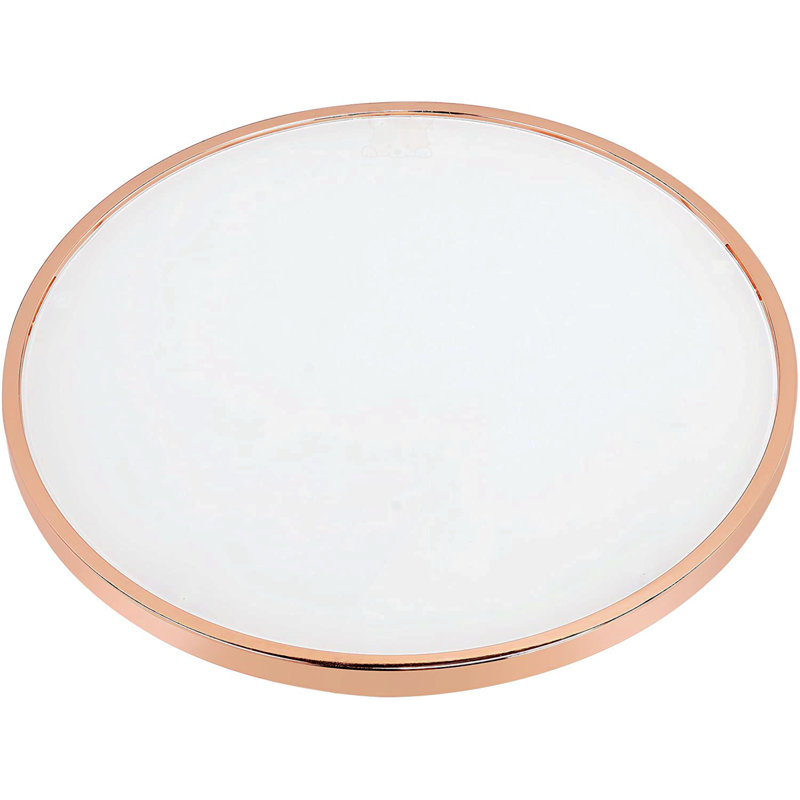 Small Round Copper and Frosted Glass Coffee Table