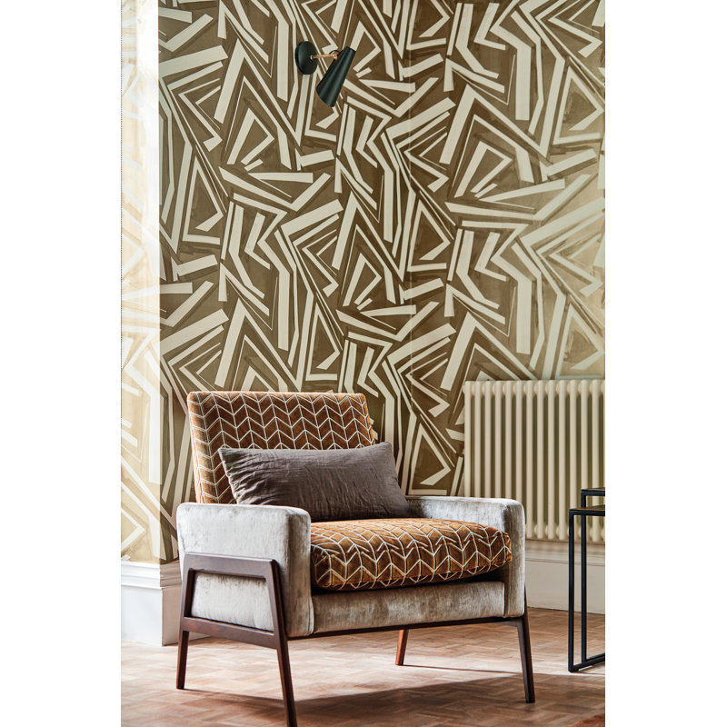 Transverse Geometric Wallpaper Roll, Bronze
