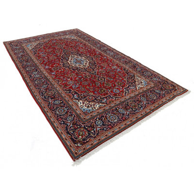 Dini One-of-a-Kind 6'6"x10'9" Wool Area Rug Red , Beige , Navy Blue , Malibu