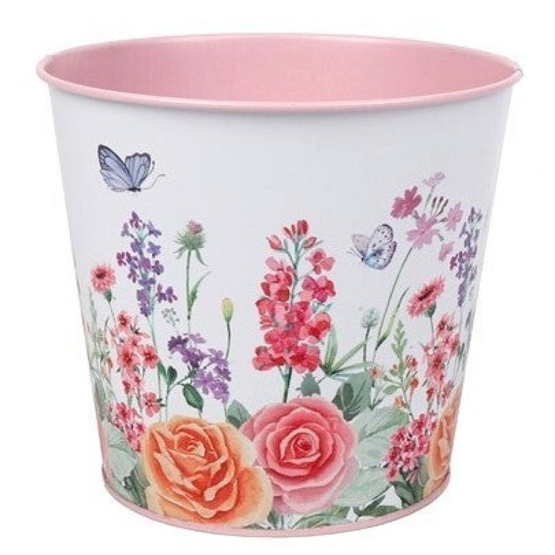 Floral Fiesta Printed Metal Bucket