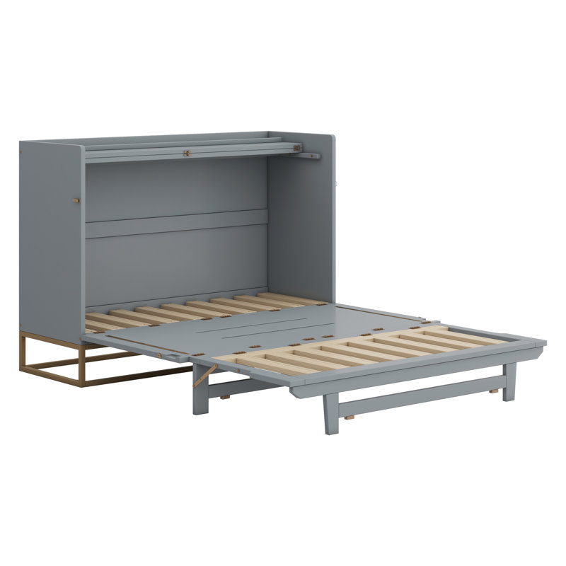 Lit escamotable avec pieds en fer, design moderne, Gris