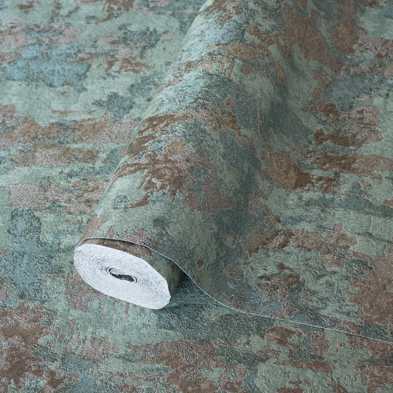 Papier peint métallique vieilli brillant patiné, Vert