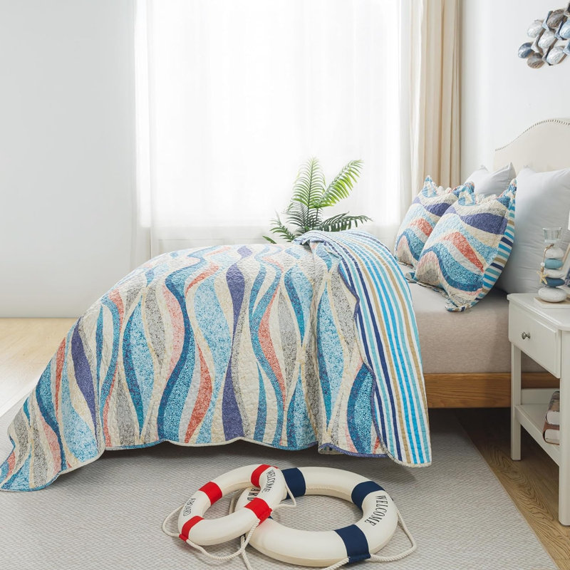 Ensemble de literie pour courtepointe à motif de sable doré scintillant 3 pièces HoneiLife, Grand lit, Plage orange