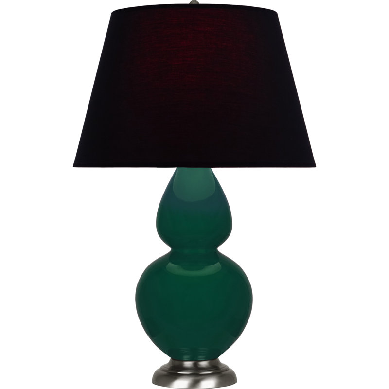 Lampe de table double gourde en céramique, Jungle glacé / argent antique, Noir / Rouge, Argent argent
