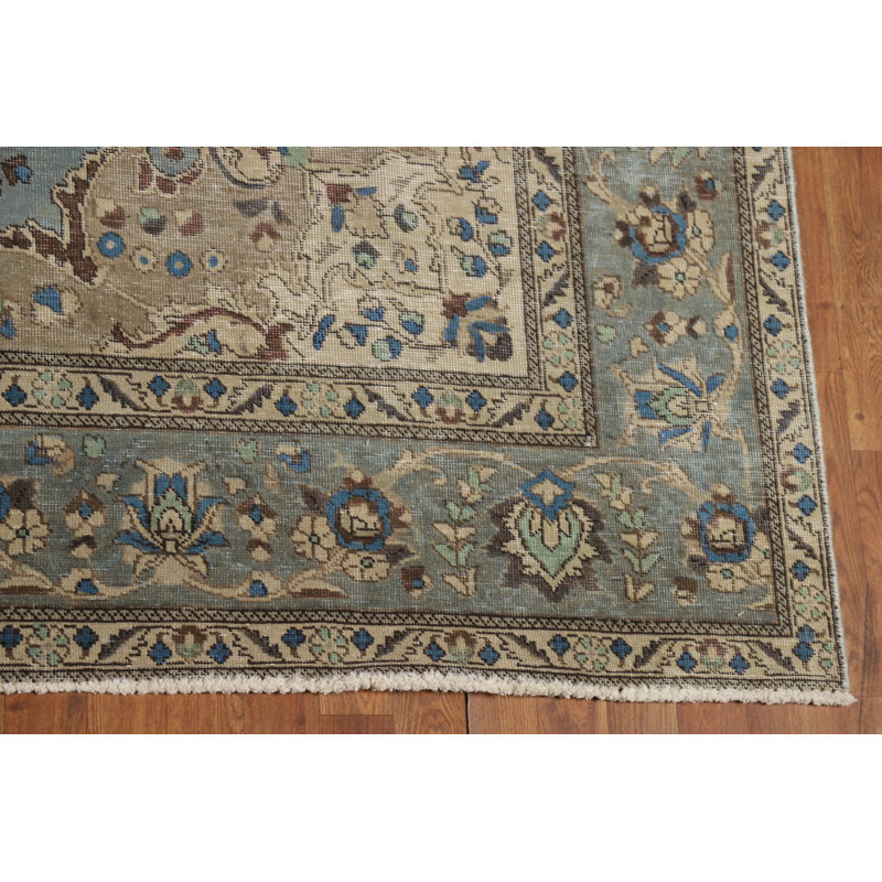 Tapis bleu clair floral traditionnel 8 x 11