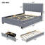 Grand lit plateforme tapissier en velours avec 2 tiroirs et 1 lit gigogne simple TG - gris