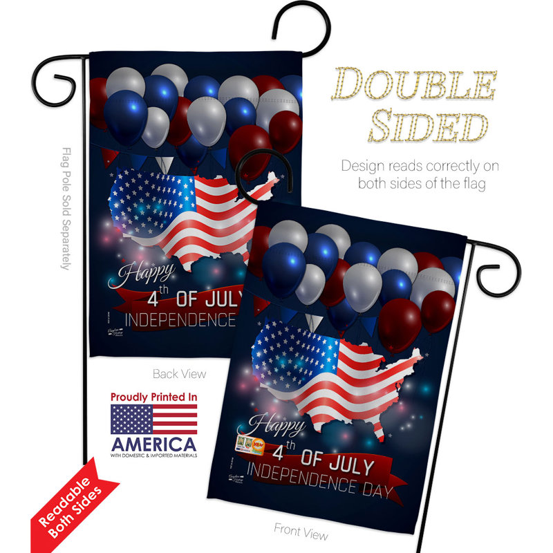Double Sided 18.5 in. H x 13 in. W Polyester Independence Day Flag set