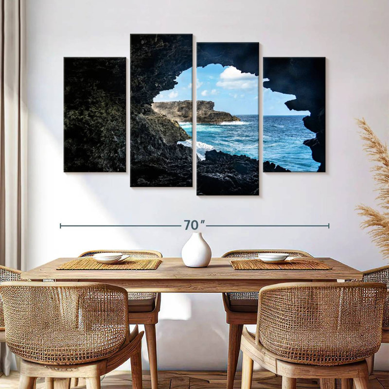 Gillard, Barbade, bord de mer, grotte, H 42 po x l 68 po