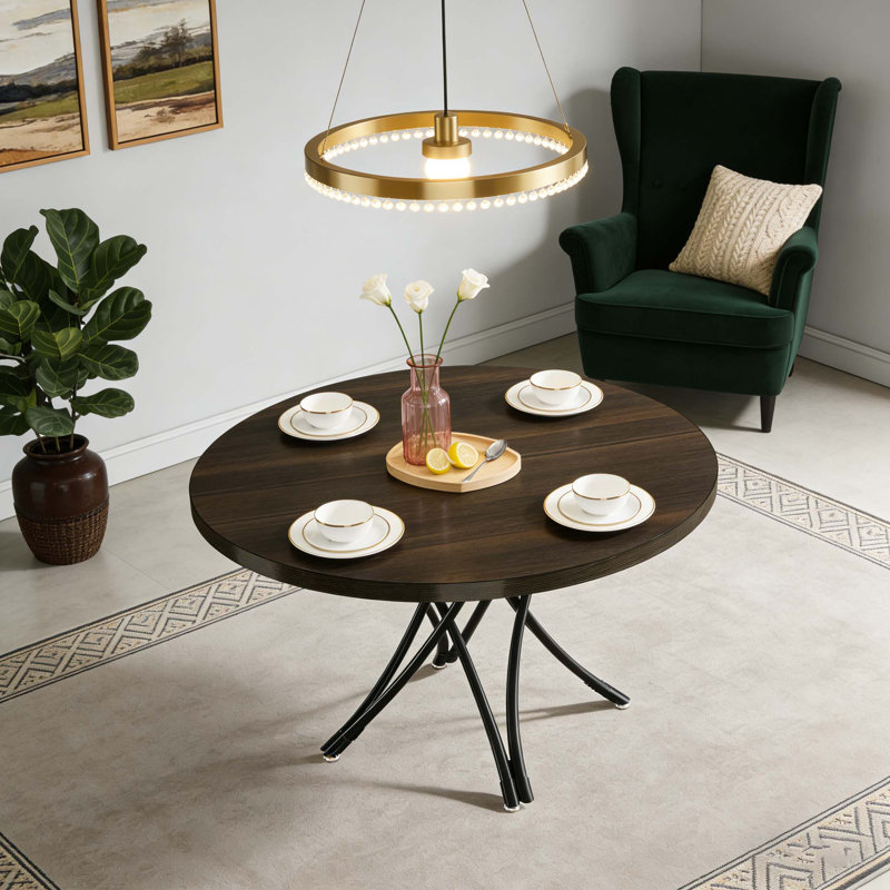 47" Dining Table, Wood Circle Kitchen Table for 4