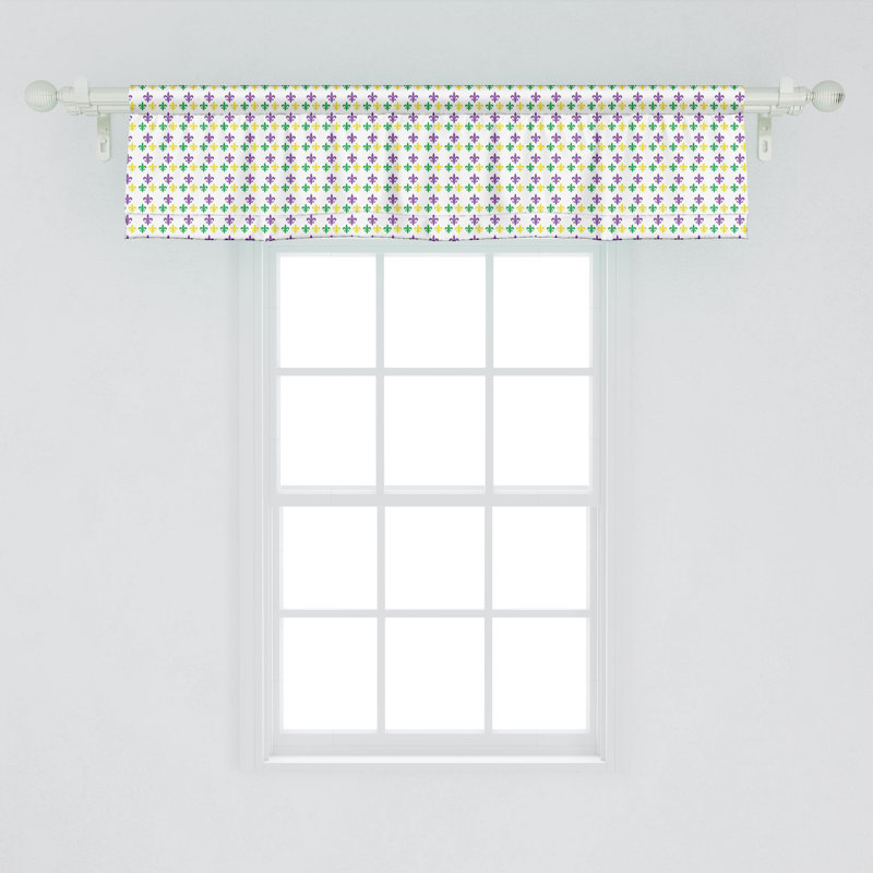 Green Yellow Purple Satin Rod Pocket Valance Set