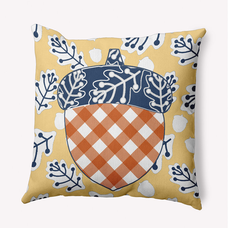 Coussin intérieur / extérieur Acorn, H 20 po x l 20 po, Carré, Jaune doré