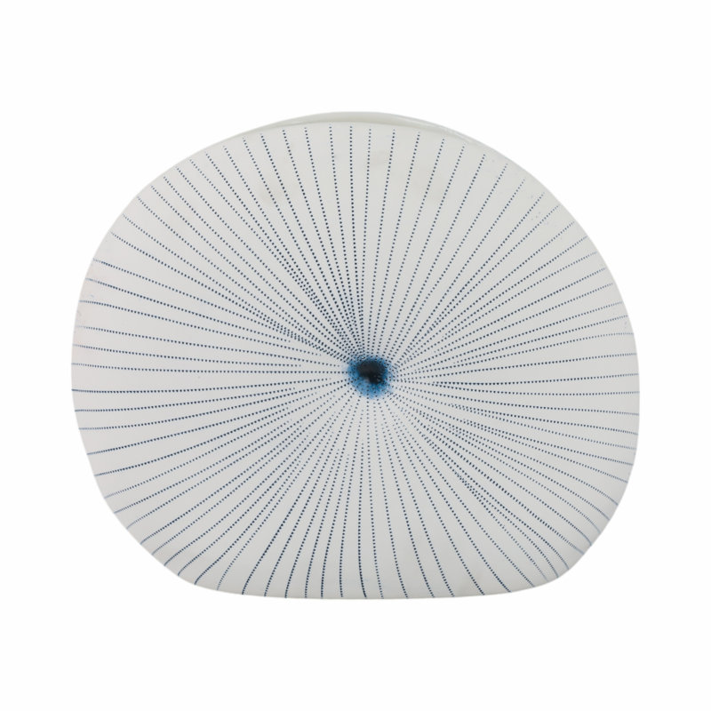 Handmade Stoneware Table Vase, 12" H x 14" W x 5" D, White/Blue