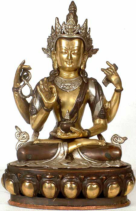 Quatre Avalokiteshvara à quatre bras (divinité bouddhiste tibétaine)