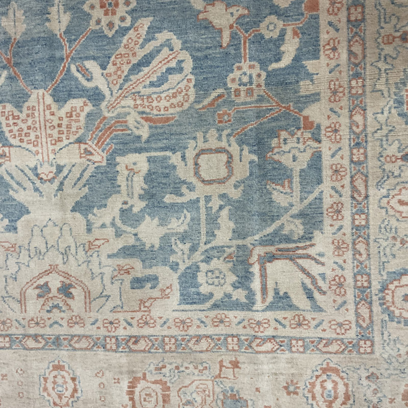 Tapis en laine Oushak fabriqué à la main à teinture végétale Herat ORIENTAL