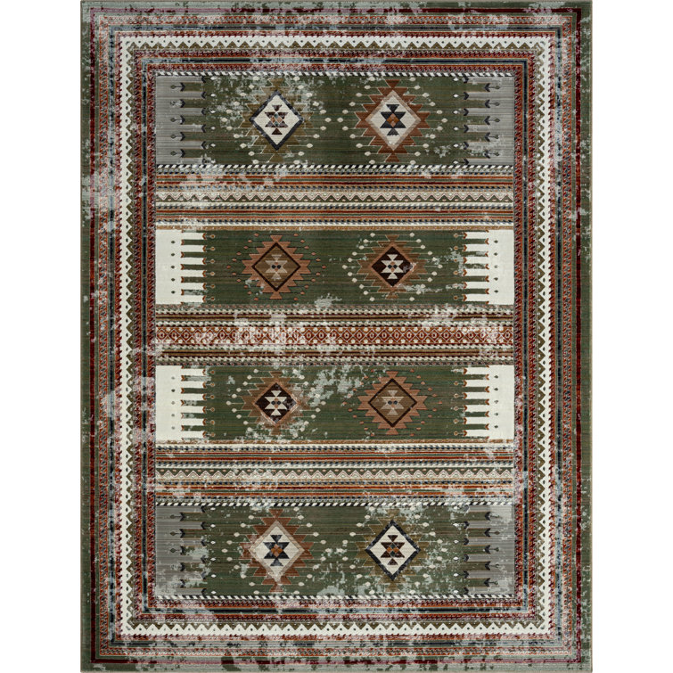 Stepheon Southwestern Area Rug in Green