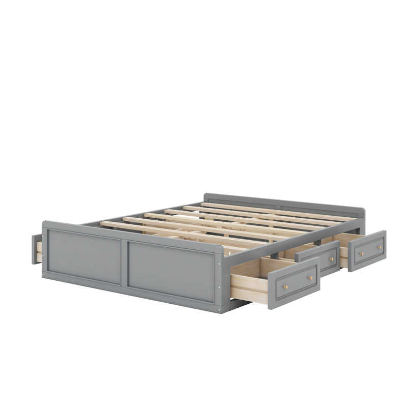 Structure de lit plateforme grand avec 6 tiroirs