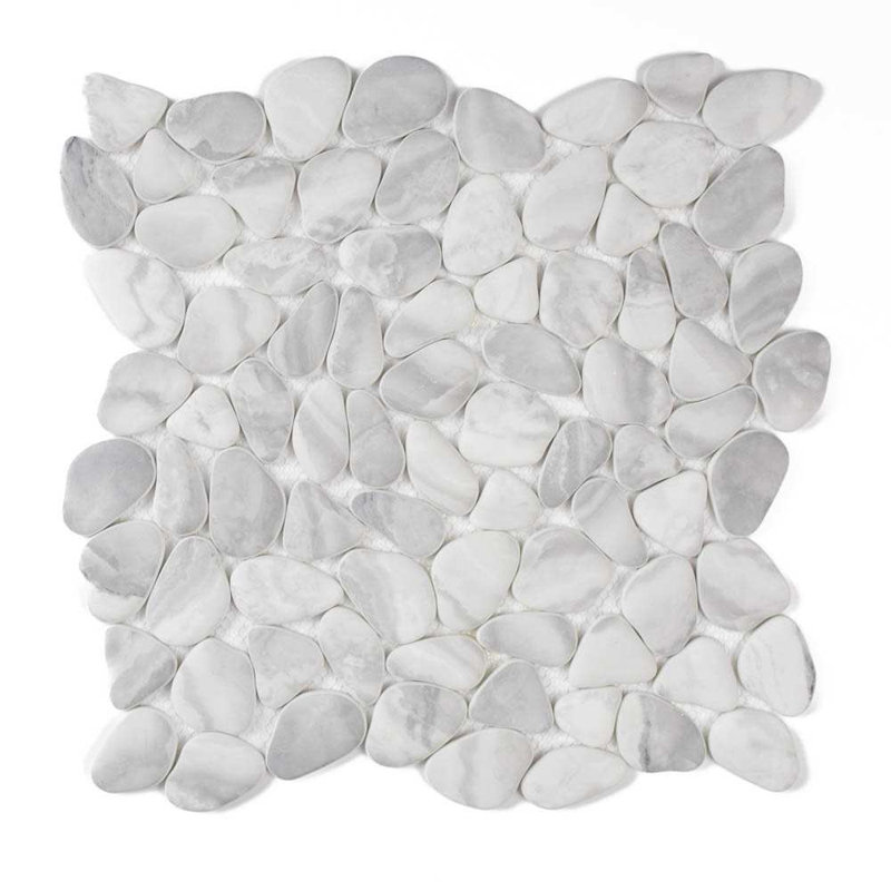Huron Glass Pebbles Mosaic Tile, Glacier