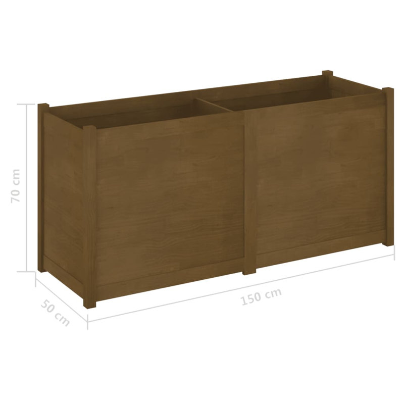 Boîte à fleurs en bois pour l'extérieur, H 27,6 po x l 59,1 po x P 19,7 po, Brun miel