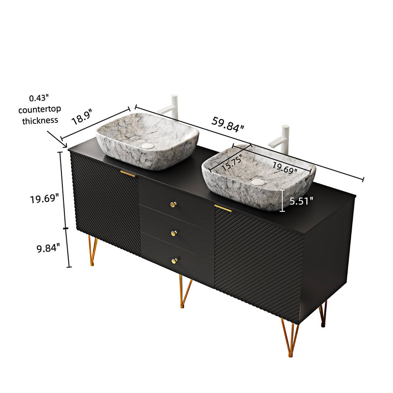Meuble-lavabo autoportant avec lavabos